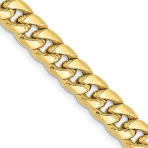 Men's 6mm 10K Yellow Gold Hollow Cuban Curb Chain Necklace, 22 Inch